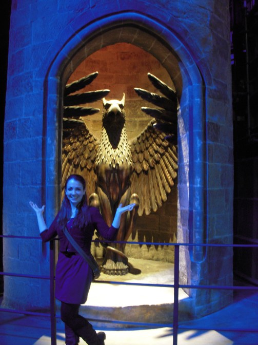Posing with the sets of the Harry Potter films, London.