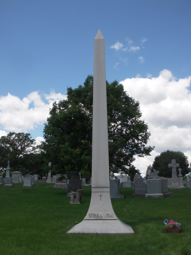 The grave marker for Dion O'Banion, North Side rival of Al Capone/